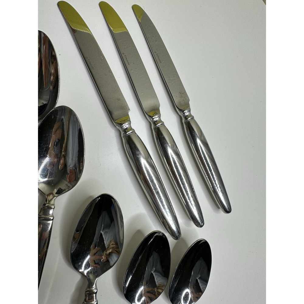 Hoffritz Orleans Glossy Stainless Flatware Knives Serving Spoons 9 pc 18/10 - Picture 3 of 8
